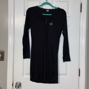 Calvin Klein Sleep Night Long Sleeve Black Dress